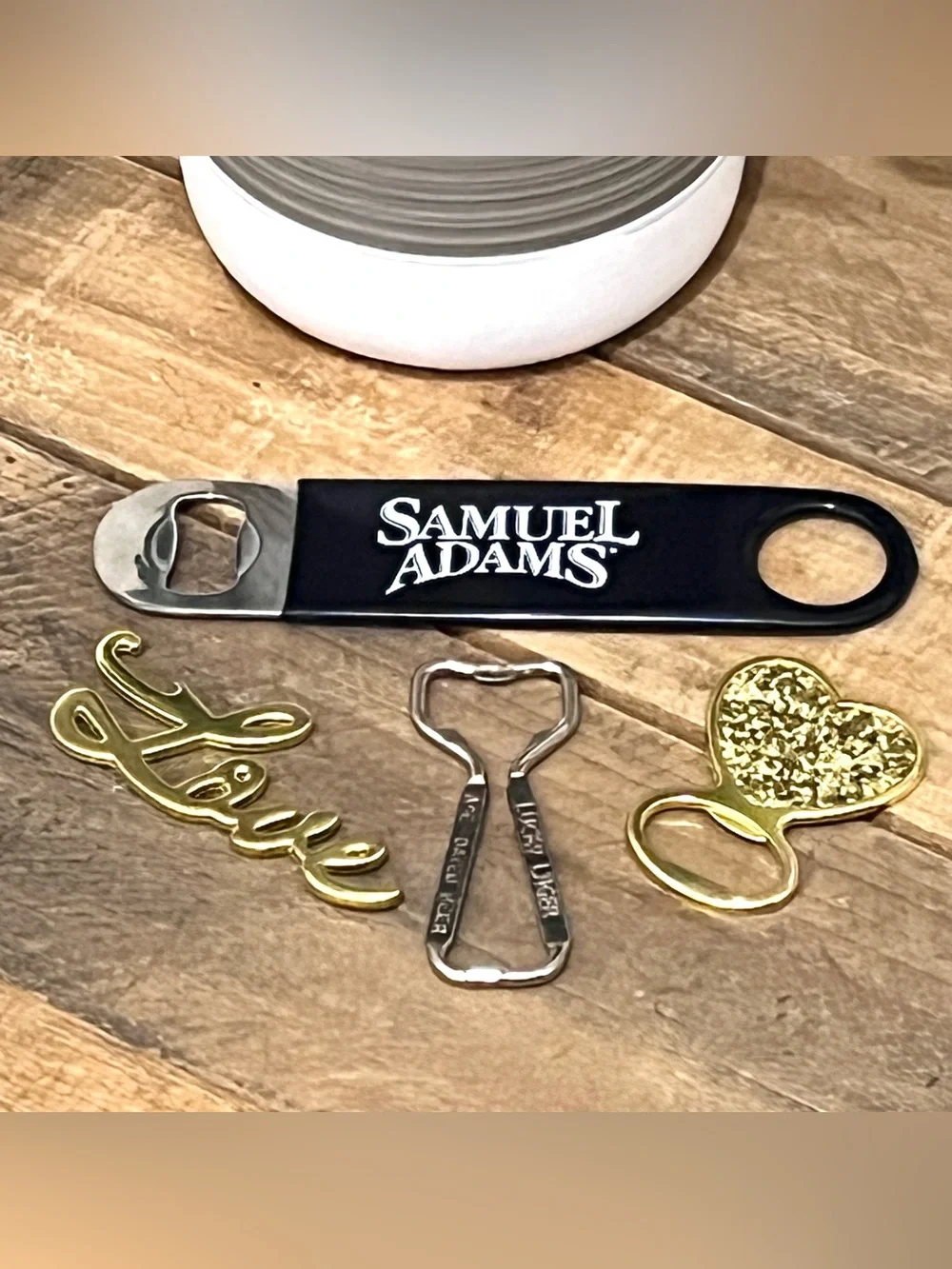 Vintage Samuel Adams Black and Silver Bottle Opener lot of 4 Mixed Barware